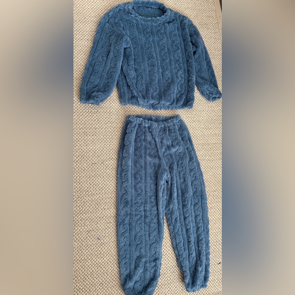 Cozy Blue Cable Knit Lounge Set